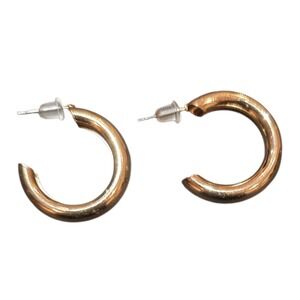 Yellow Gold Tone Open Hoop Earrings Costume Jewelry